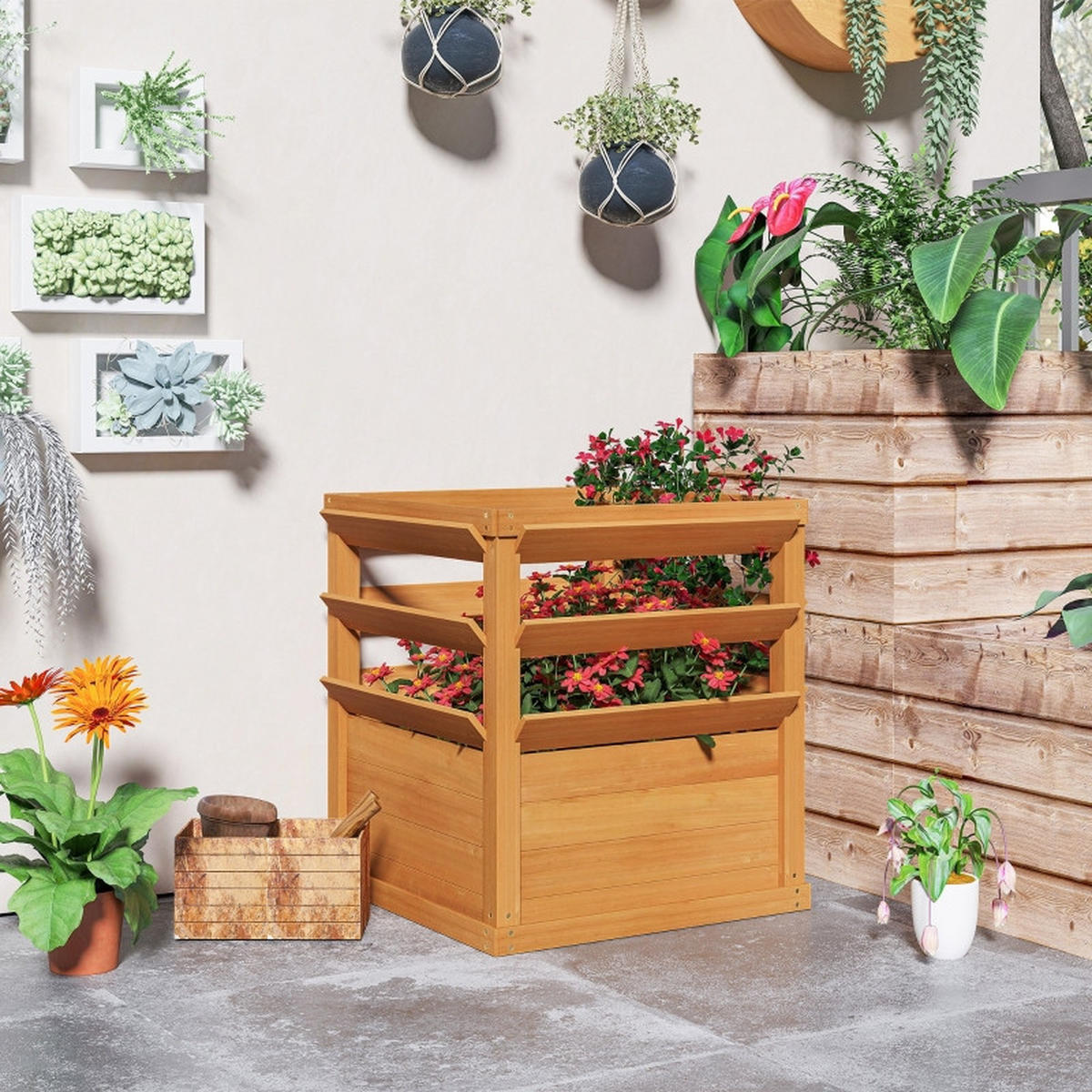 HOCHBEET 53/53/73 cm Dunkelbraun - Dunkelbraun, Holz/Metall (65/73/65cm) - Oxeza