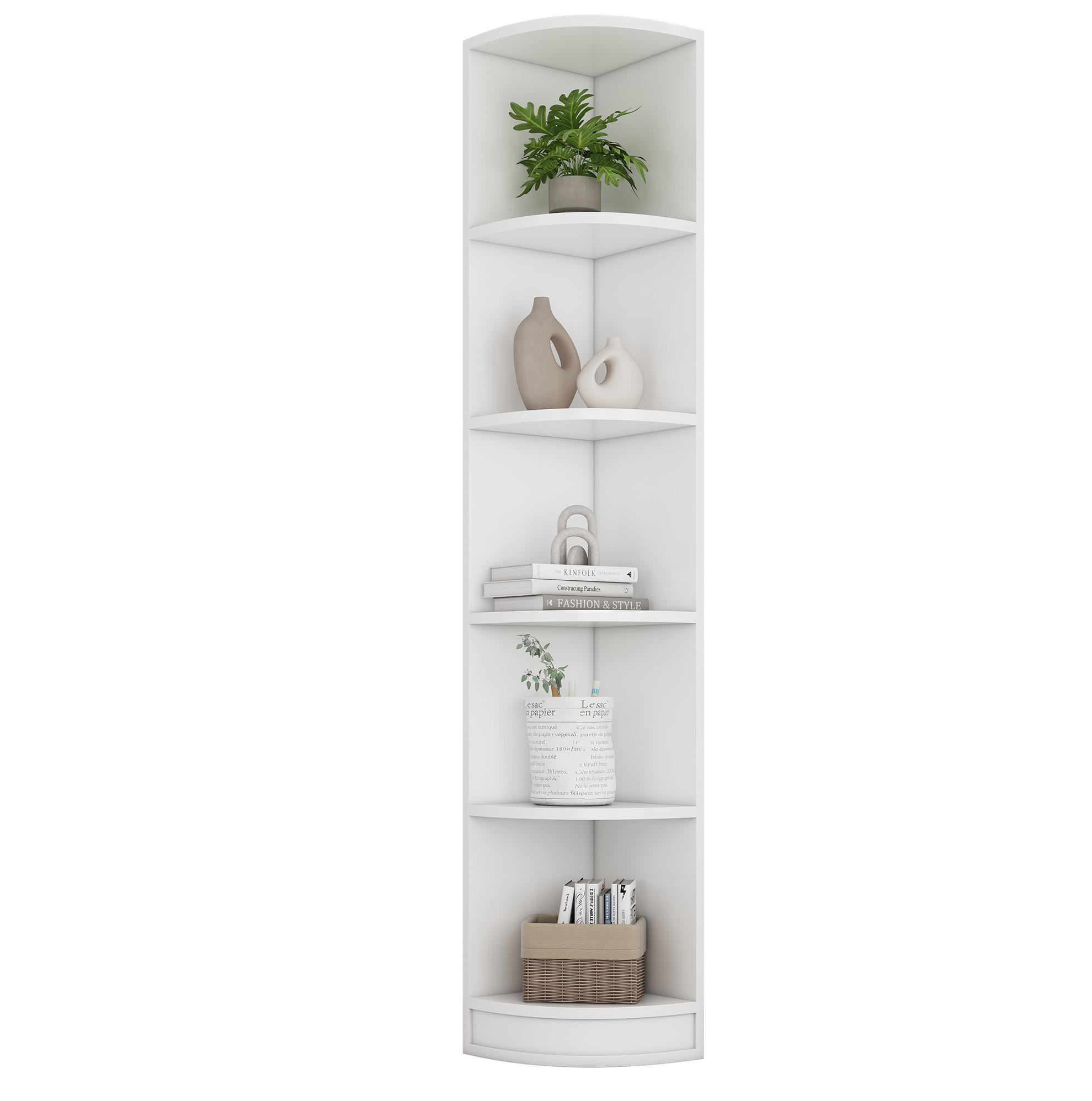ECKREGAL platzsparend 42 x 30 x 180 cm MDF Weiß 5 Ebenen - Weiß, Holzwerkstoff (30/180/42cm) - Beauniv