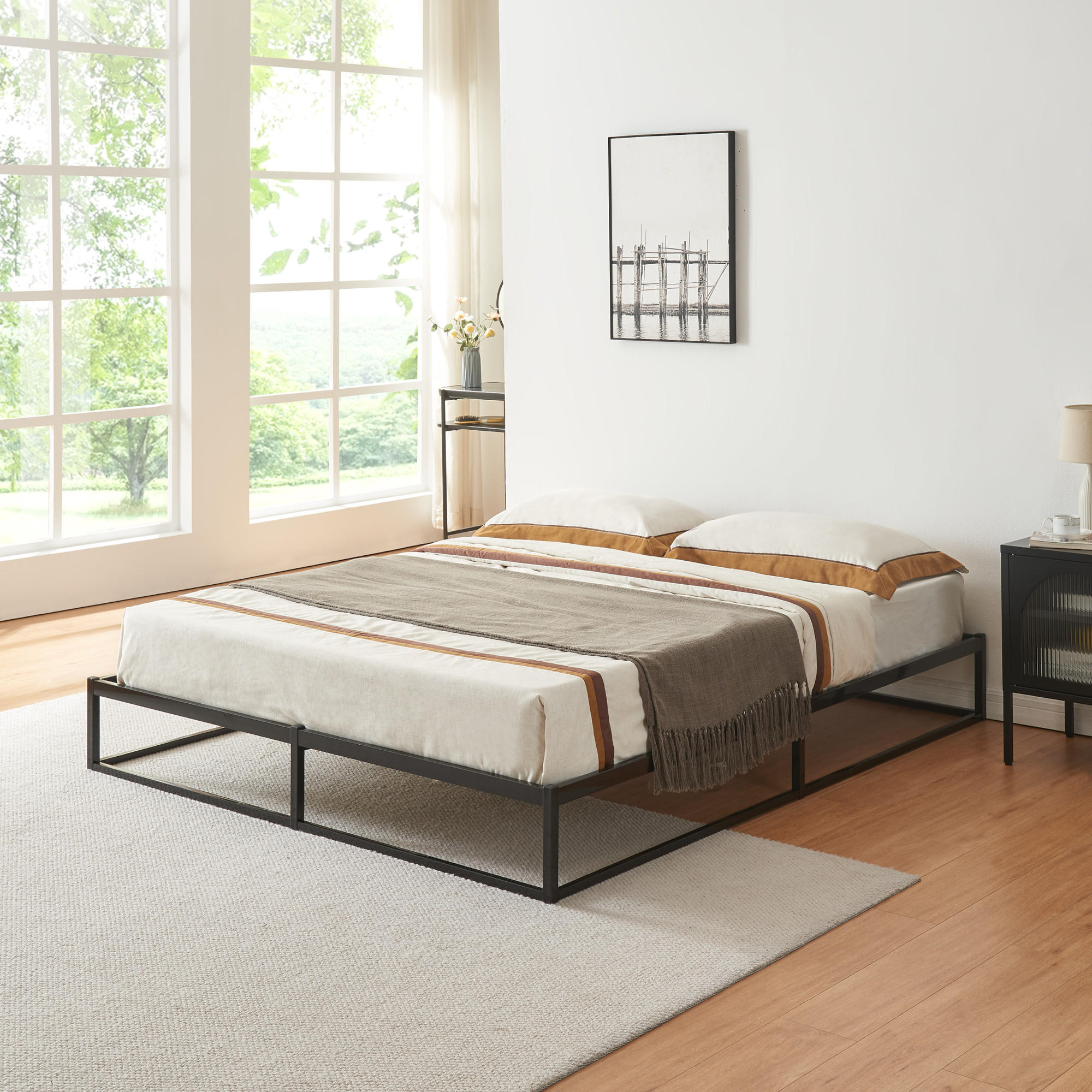 METALLBETT Trerunta - Schwarz, Metall (140/200cm) - [en.casa]