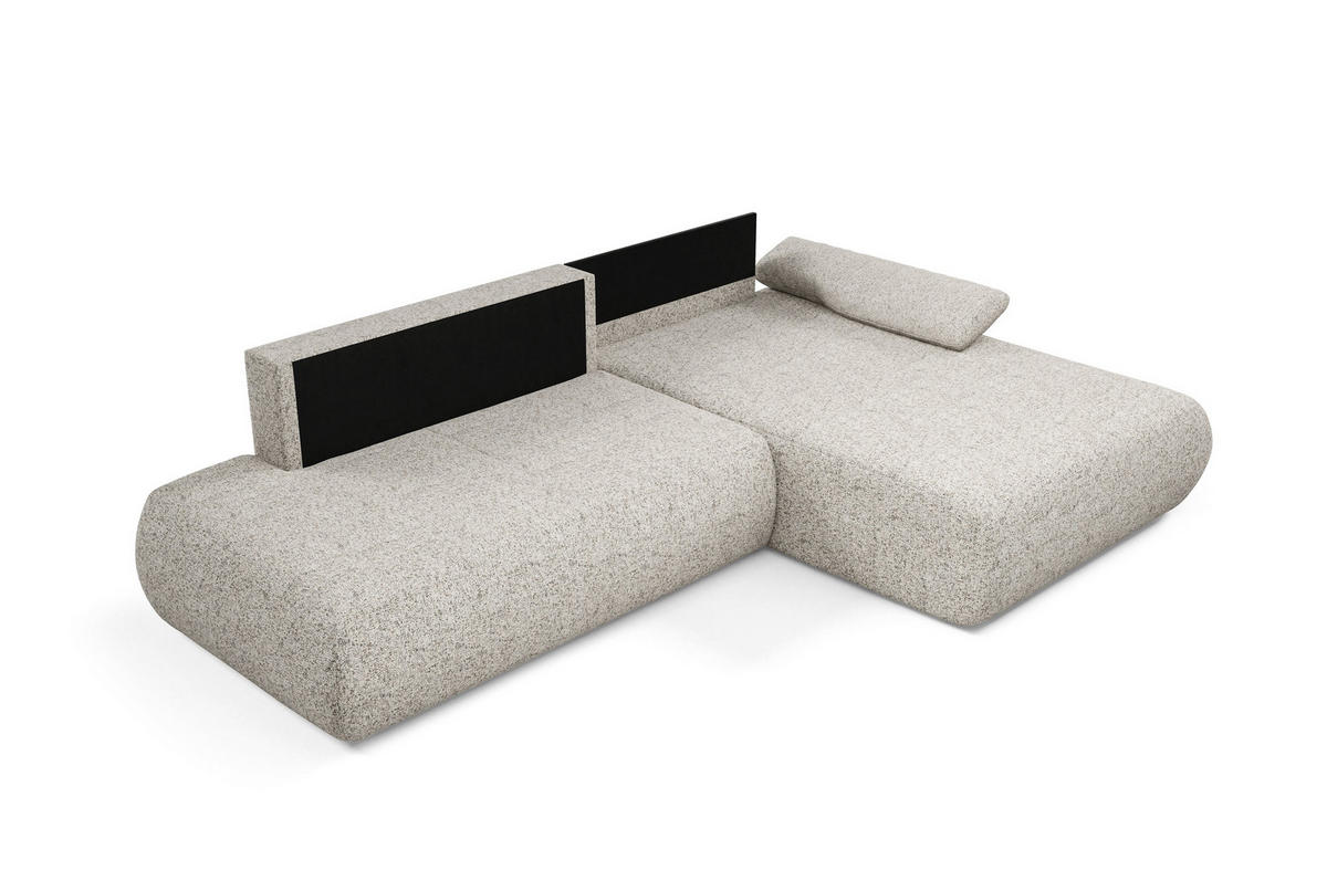 ECKSOFA DELTA R-S Beige Geflochtener Stoff mit Schlaffunktion - Beige, Holz (286/173.5cm) - MASSENO