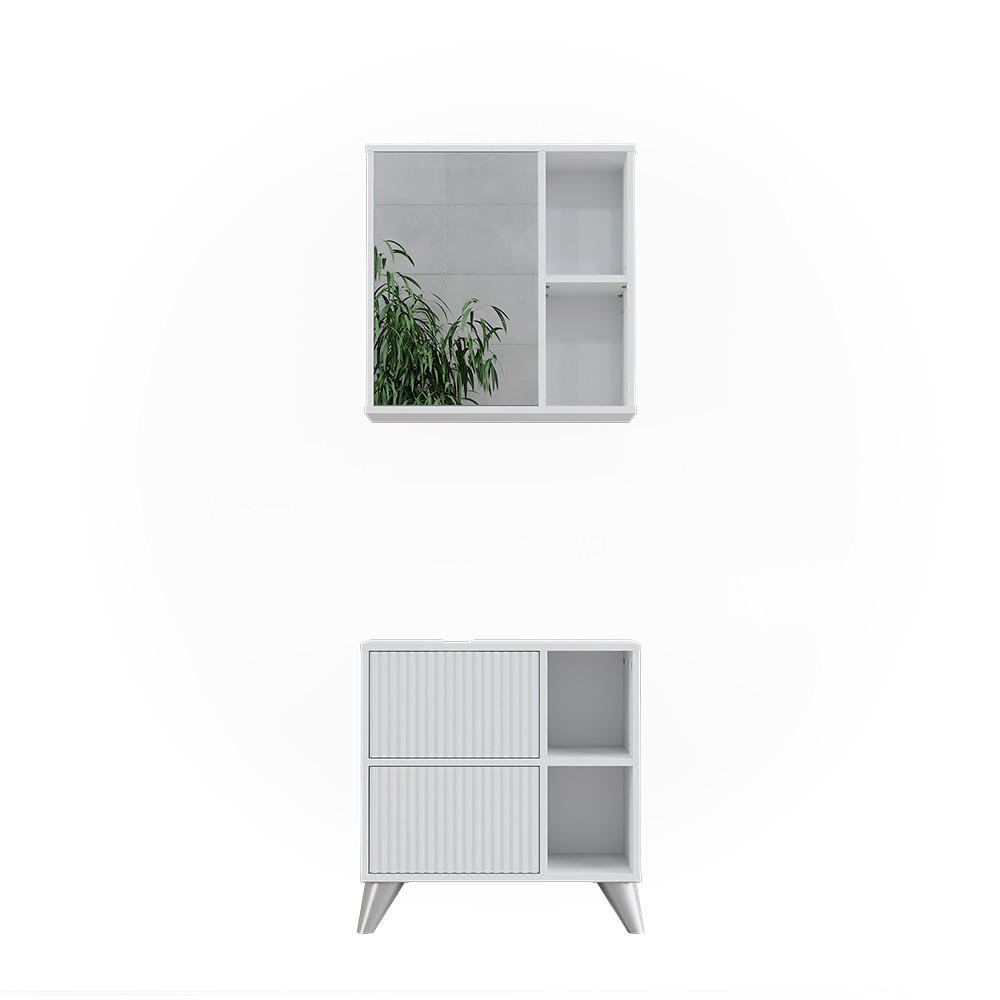 BADMÖBEL-SET Leano Weiß 2 Teile - Weiß, Holzwerkstoff (60/62/30cm) - Vicco