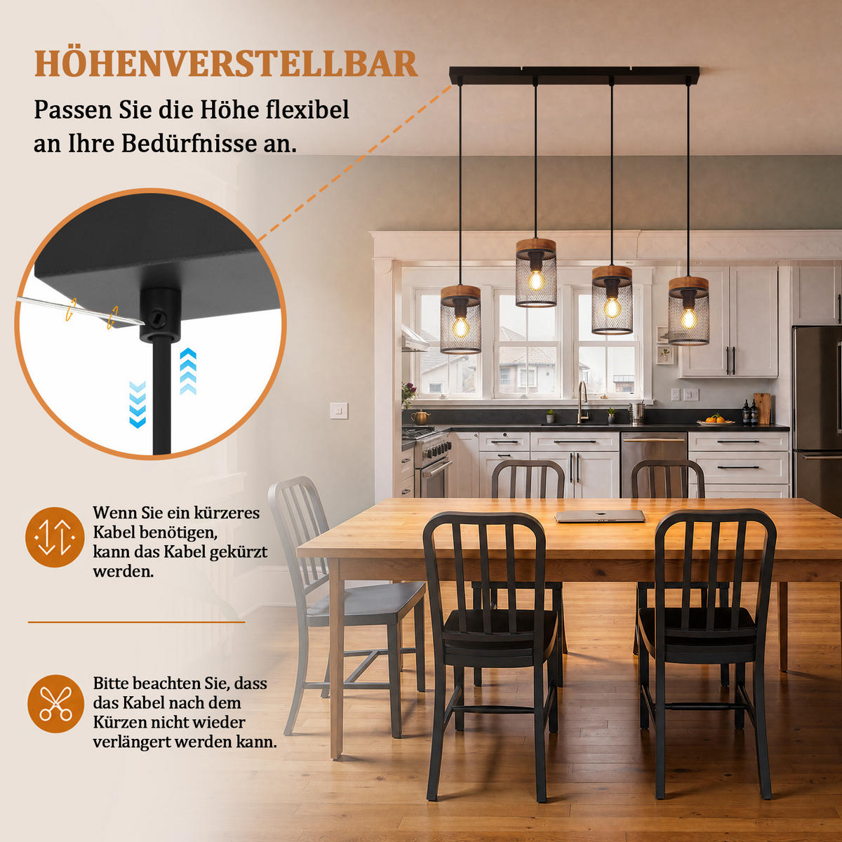 PENDELLEUCHTE Rhyven 65/10/150 cm - Schwarz/Braun, Holz/Metall (65/10/150cm) - ZMH