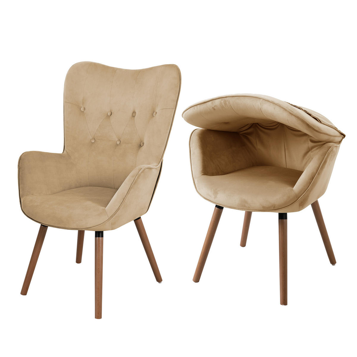 OHRENSESSEL CLEO Stoffbezug Beige - Beige, Textil (61/107/70cm) - SVITA