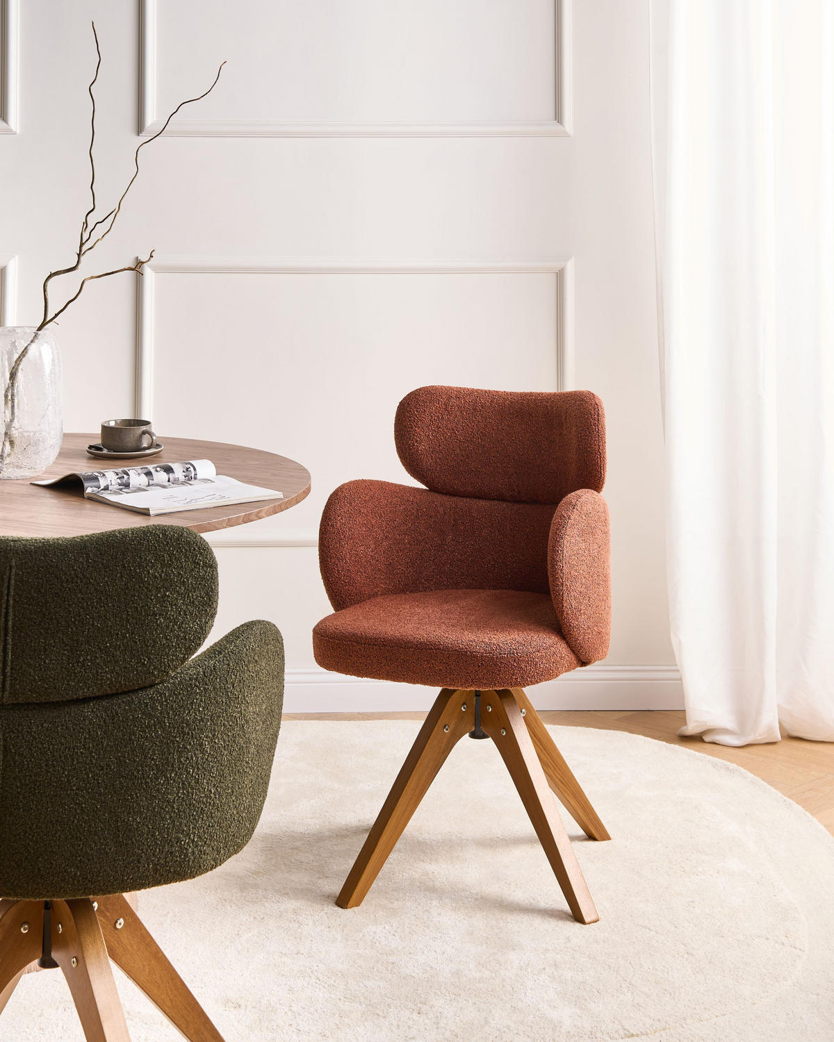 ESSZIMMERSTUHL Orange Marcy - Orange/Braun, Textil (60/85/66cm) - Beliani