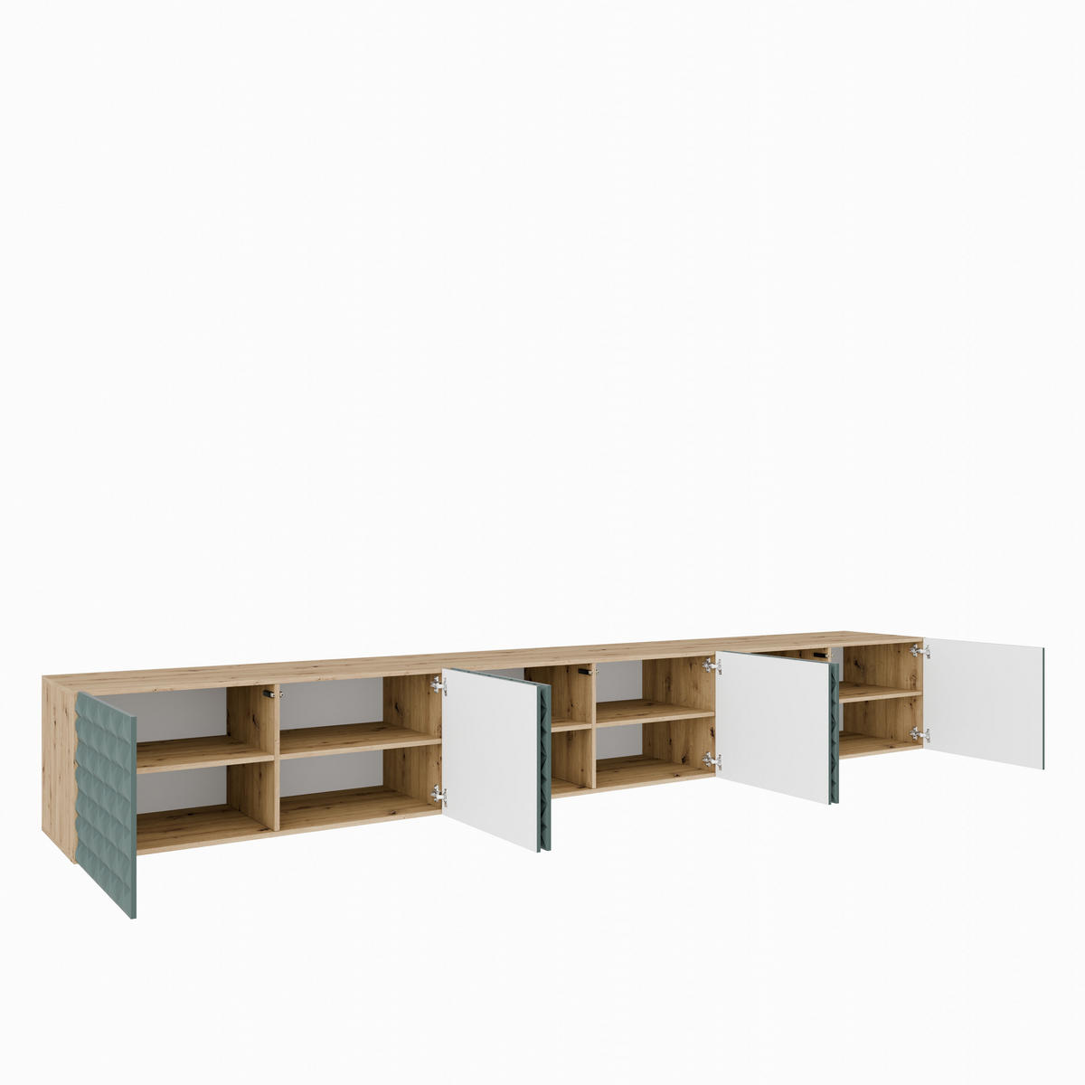 TV-SCHRANK Cali 300 cm, sechstürig, artisan, grün - Eiche Artisan/Olivgrün, Kunststoff (300/41/40cm) - Margaret Hadas24