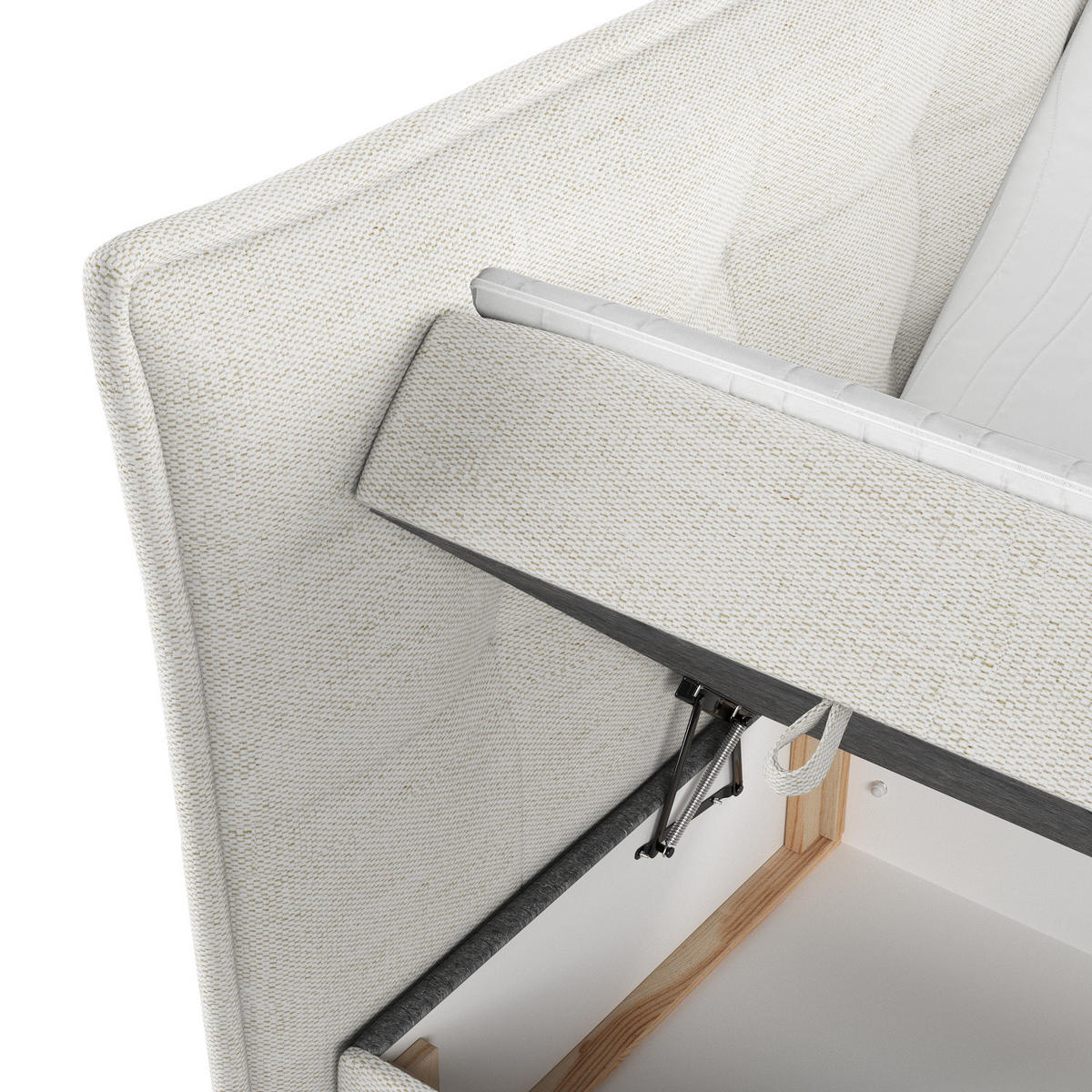 BOXBETT Sinai Creme 200/200 cm mit Taschenmatratze und Topper - Creme/Schwarz, Holz/Holzwerkstoff (200/200cm) - Maison de Reve