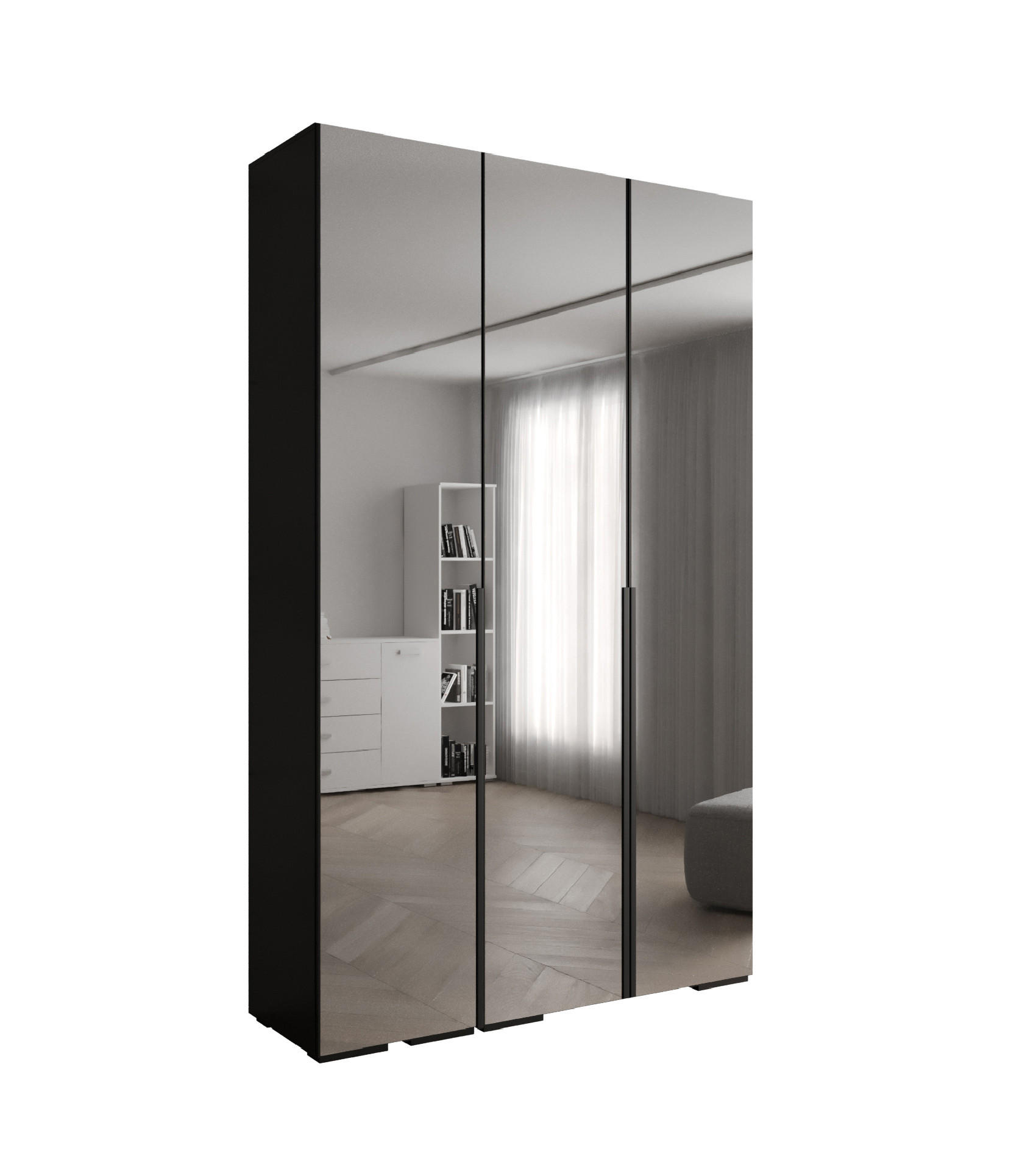 Abiks Möbel Drehtürenschrank Schwarz 150x236.7x47 cm