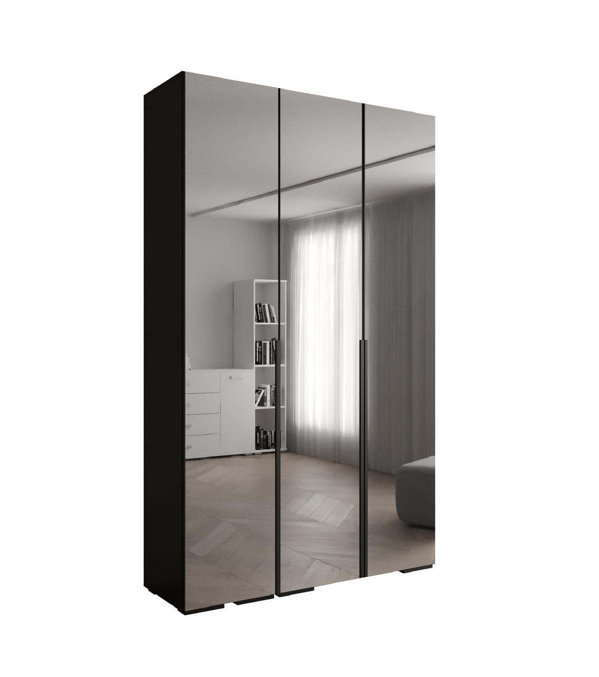 DREHTÜRENSCHRANK 236.7/150/47 3-türig - Schwarz, Holz/Metall (150/236.7/47cm) - Abiks Möbel