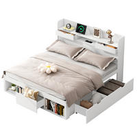 JUGENDBETT 140/190 cm mit USB, Typ-C, Schubladen und Stauraum, Weiß - Weiß, Holzwerkstoff (140/190cm) - Redom
