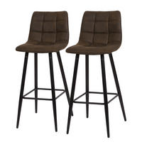 BARSTUHL - 2er-Set - Microfaser / Stahl - Schwarz - Braun, Textil/Metall (43/104/52cm) - home24