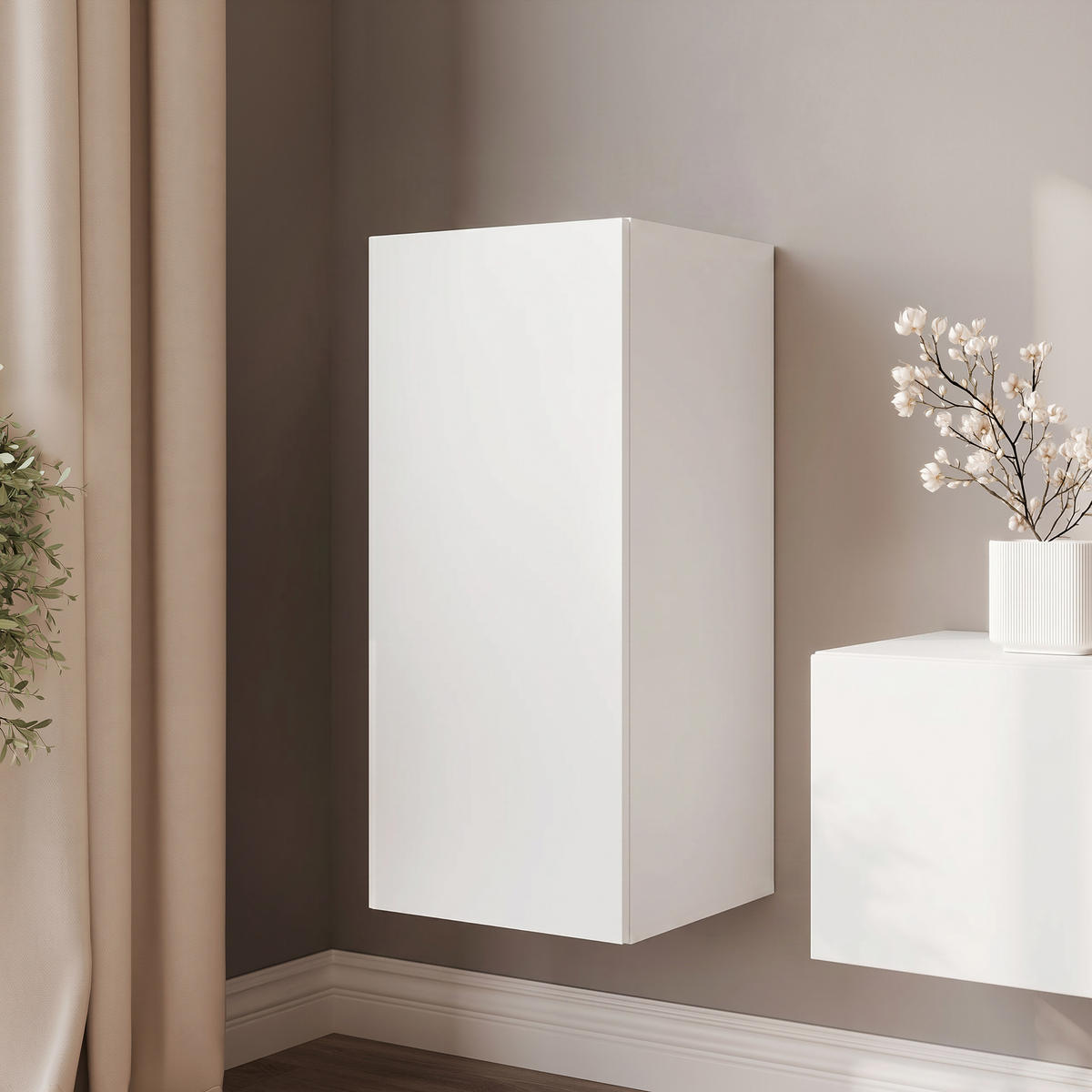 HÄNGESCHRANK ANGEL LINE 40/40/90 cm Weiß matt - Weiß, Holzwerkstoff (40/90/40cm) - Idohome