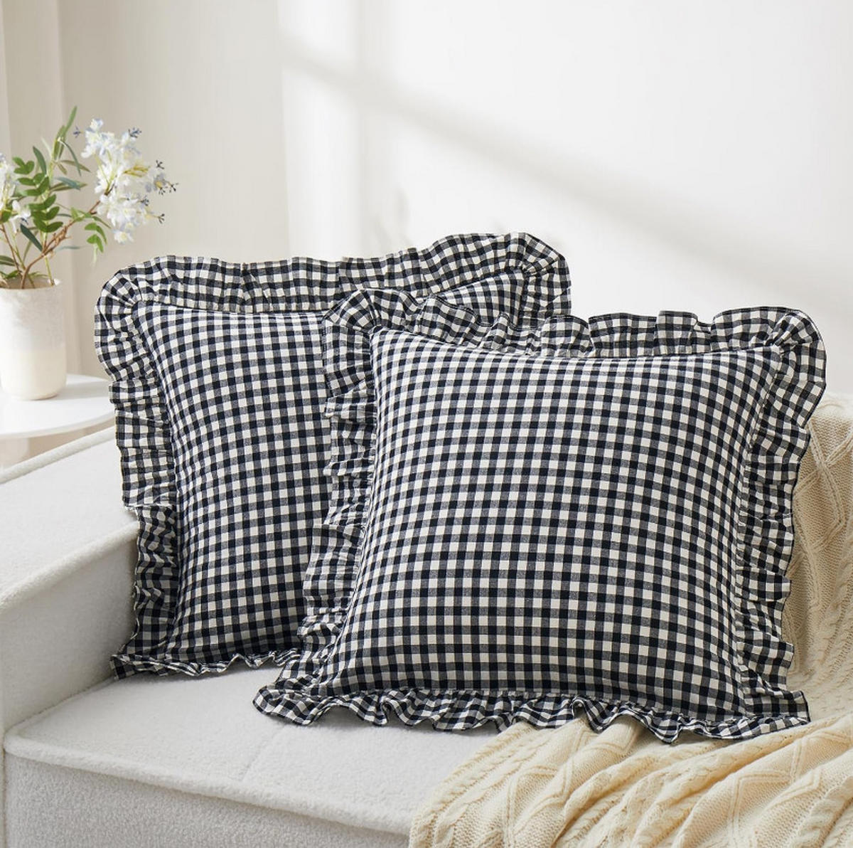 KISSENBEZUG – ohne Füllung – 45 x 45 cm – Schwarz - Schwarz, Textil (45/45cm)