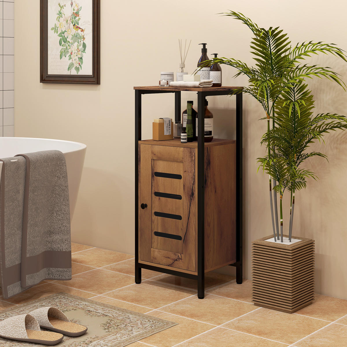 BADREGAL DE-12381 37/30/85 cm Rostbraun / Schwarz - Braun, Holzwerkstoff (30/85/37cm) - ComfortXL