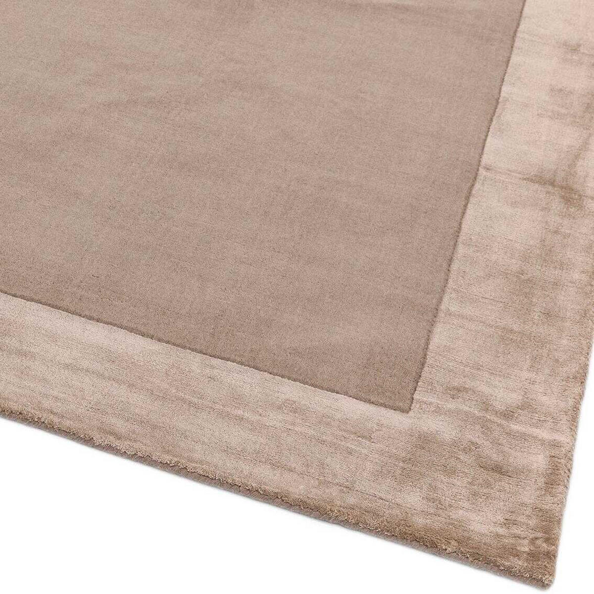 TEPPICH Wolle handgewebt einfarbig mit Viskosebordüre TYNE, Beige 160x230 cm - Beige, Textil (160/230cm) - KADIMA DESIGN