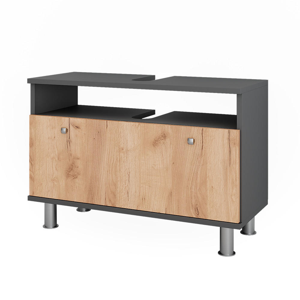 TV&Auml;TTST&Auml;LLSSK&Aring;P Fynn Antracit/Goldkraft ek 80.2x54 cm med l&aring;da Antracit, Honungsek 54/80.2/32 cm