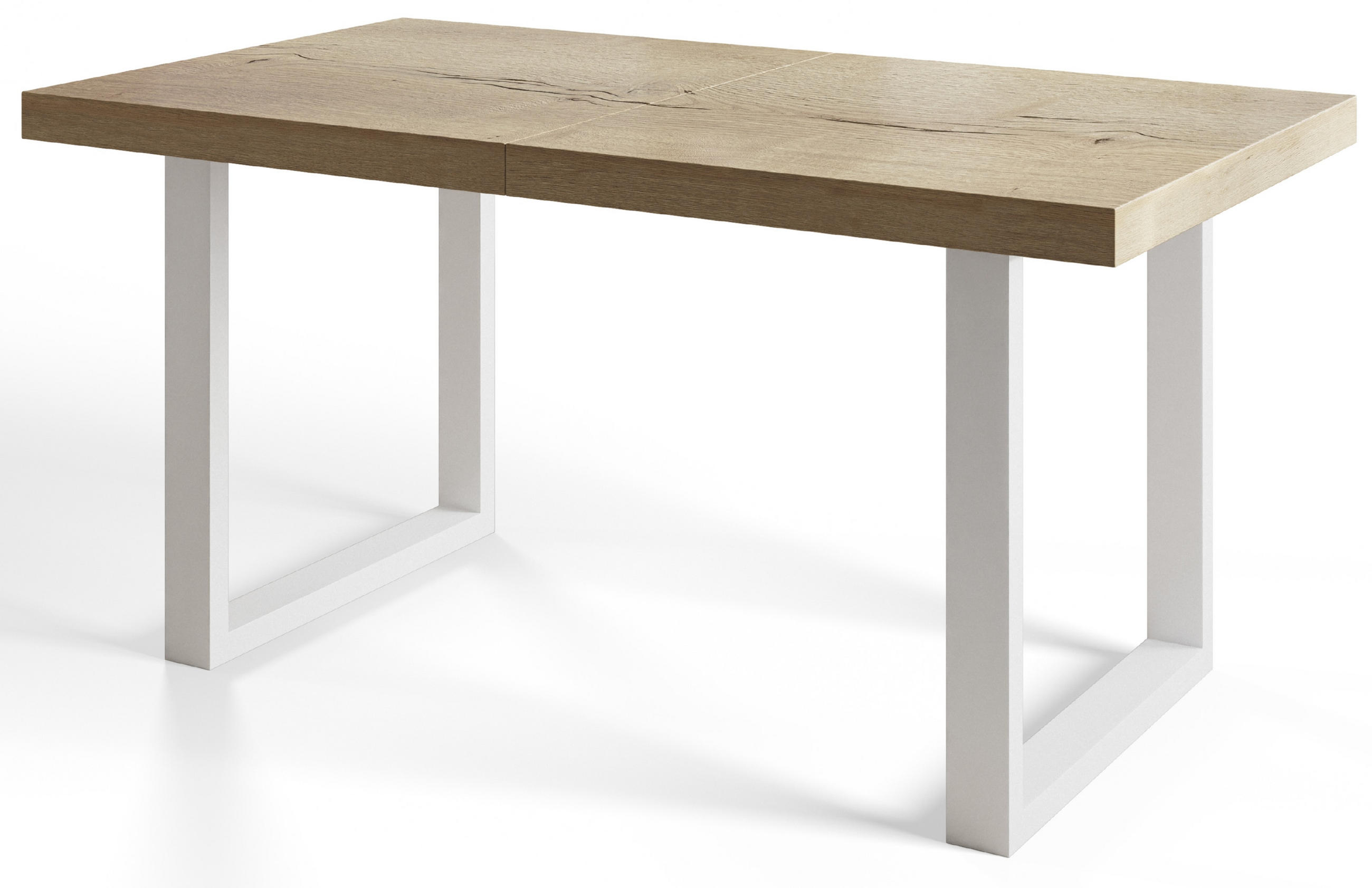 ESSZIMMERTISCH LOFT-U 140X80X77 cm, Farbe: HALIFAX, mit Metallbeinen in Farbe Weiß - Weiß/Naturfarben, Holzwerkstoff (140/80/77cm) - Alpi-Möbel