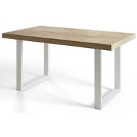 ESSZIMMERTISCH LOFT-U, ausziehbarer Tisch 120-220X80X77 cm, Farbe: HALIFAX, mit Metallbeinen in Farbe Weiß - Weiß/Naturfarben, Holzwerkstoff (120/80/77cm) - Alpi-Möbel