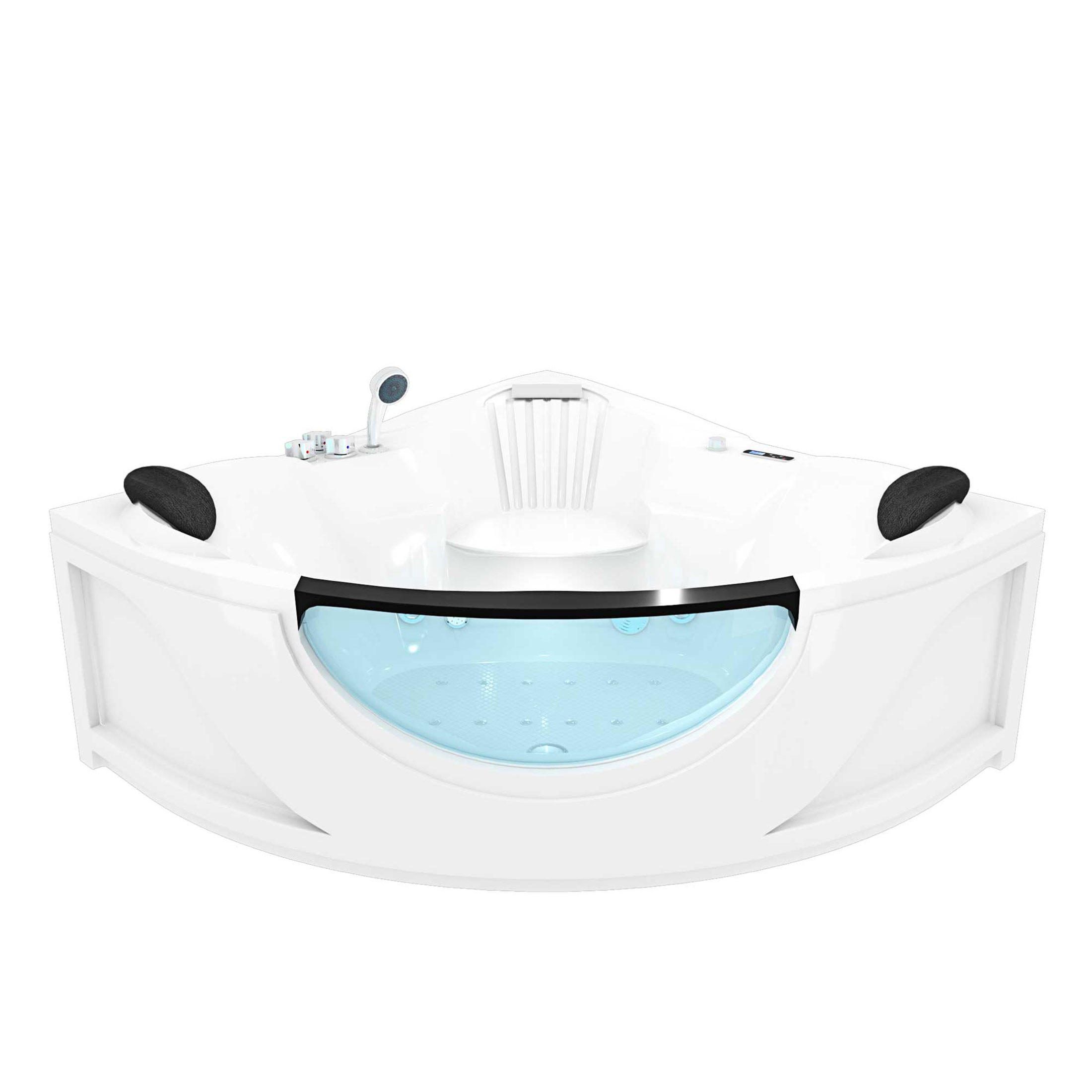 WHIRLPOOL Pool Badewanne Eckwanne Wanne W25H-TH - Weiß, Glas/Kunststoff (150/70/150cm) - AcquaVapore by Sandra Jentho