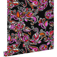 TAPETE funky Blumen und Paisleys 53 cm x 10.05 m - Orange, Papier (53/1000cm) - ESTAhome