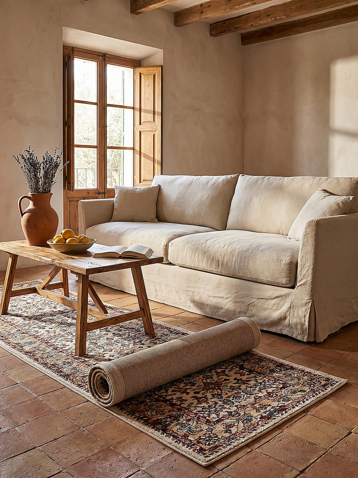 KURZFLORTEPPICH GLAZERT, orientalisch, Natur, 66 x 300 cm - Naturfarben, Textil (300/66cm) - KADIMA DESIGN