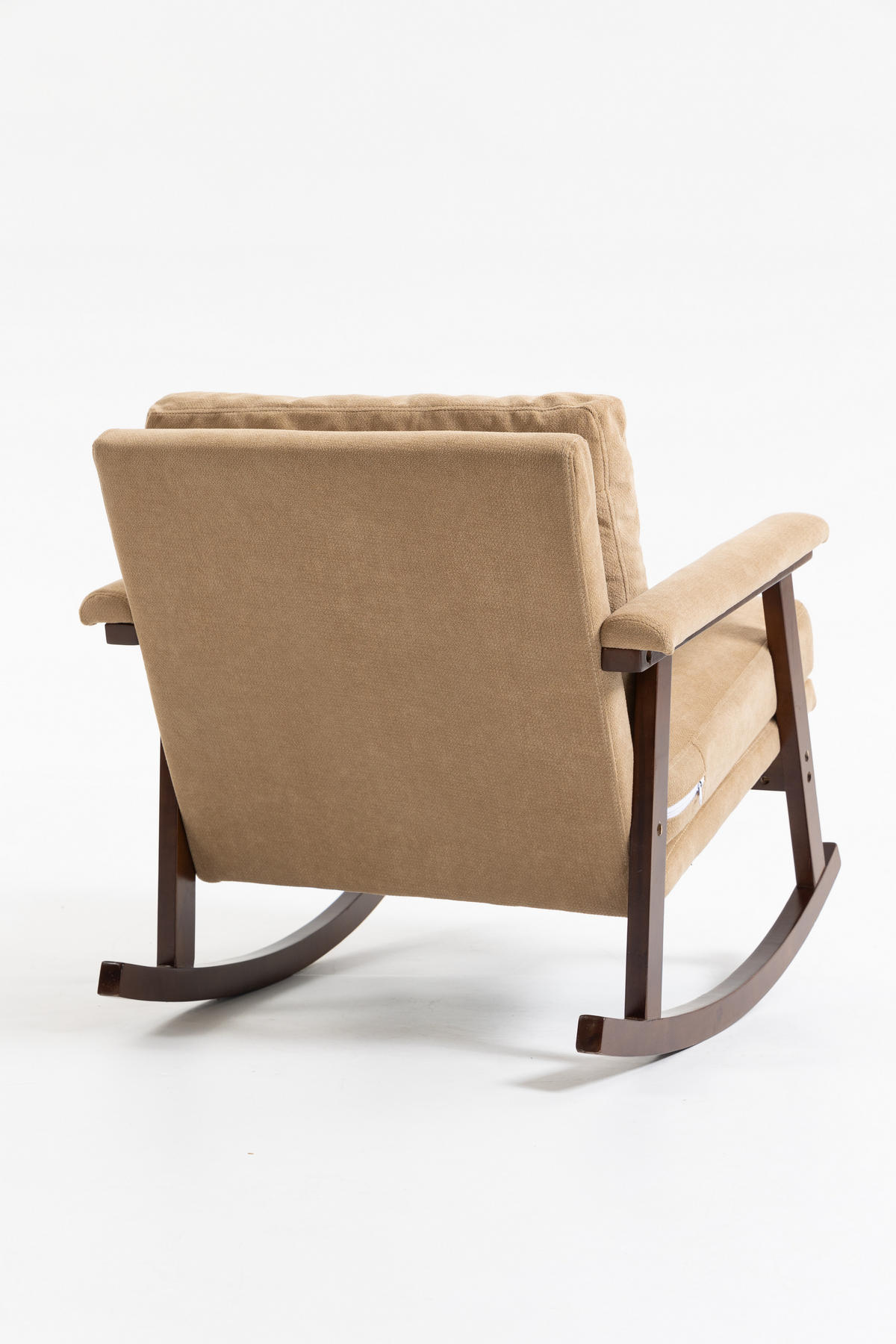 SCHAUKELSTUHL im Mid-Century-Stil mit Holzgestell und Polsterung für Wohnzimmer und Schlafzimmer - Hellbraun, Textil (83/80/73cm) - Kaket