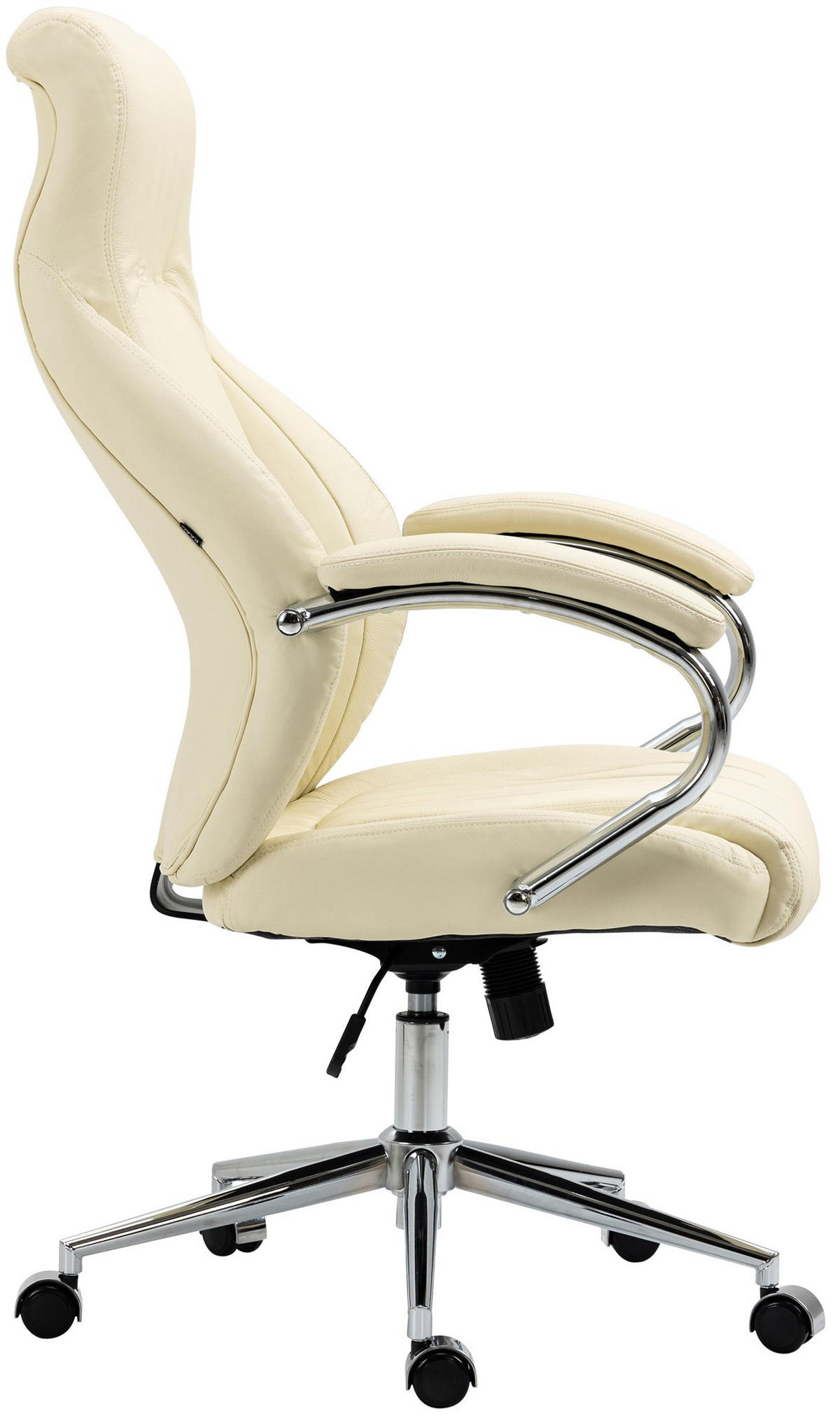 CHEFSESSEL Echtleder creme - Chromfarben/Creme, Leder/Metall (73/120/76cm) - CLP