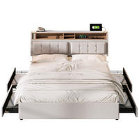 POLSTERBETT 140/200 cm Beige mit 4 Schubladen und USB- und Type-C-Anschlüssen - Beige, Textil (140/200cm) - Flora Grace