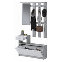 GARDEROBE Holz-Effekt Zement, Weiß 25x100h180 - Weiß/Grau, Holzwerkstoff (100/190/26cm) - DMORA