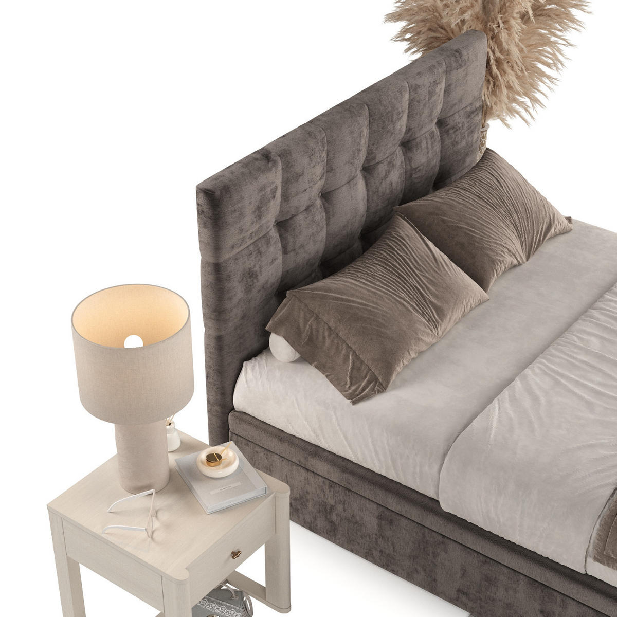 POLSTERBETT Guam mit Stauraum 160/200 cm Braun im Lotta Stoff - Schwarz/Braun, Holz/Holzwerkstoff (160/200cm) - AltaBeds