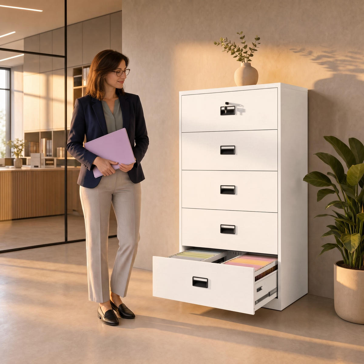 AKTENSCHRANK aus Metall SARA XL V5 162x90x60 cm - Weiß, Metall (90/162/60cm) - Jan Nowak