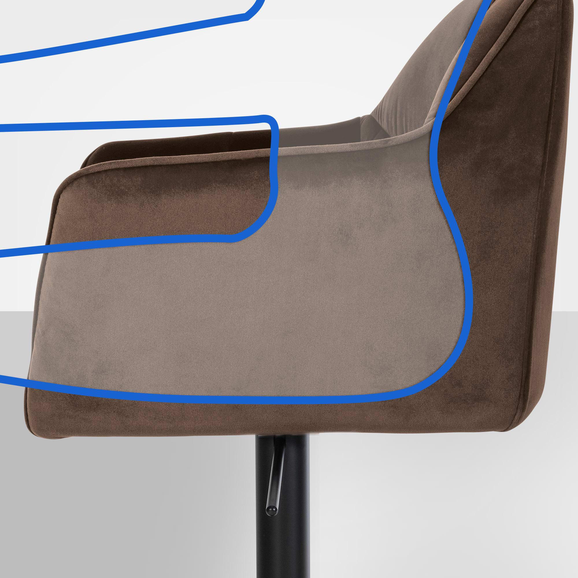 BARHOCKER 2er Set Samt Braun - Schwarz/Braun, Textil/Metall (64/88/45cm) - CLP