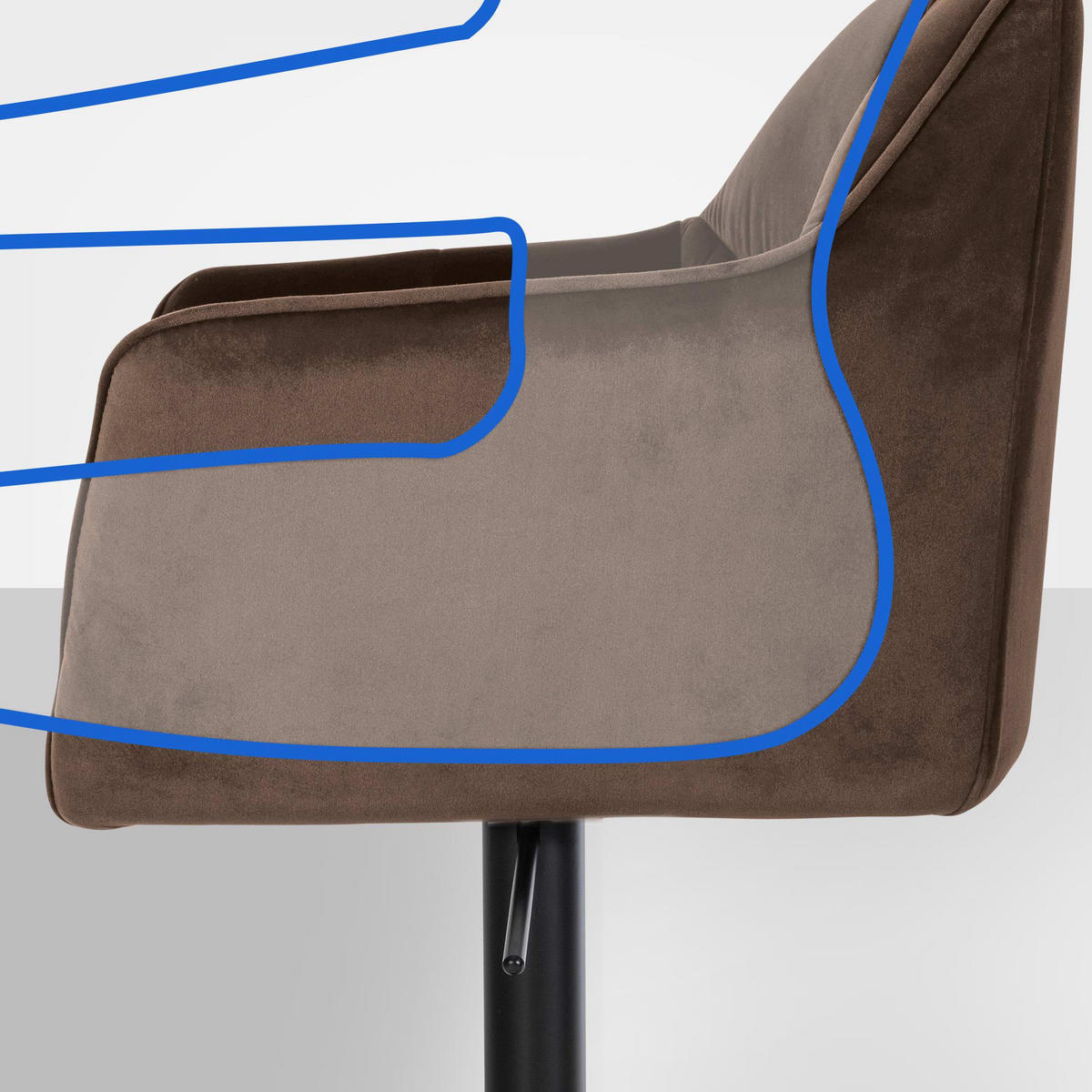 BARHOCKER 2er Set Samt Braun - Schwarz/Braun, Textil/Metall (64/88/45cm) - CLP