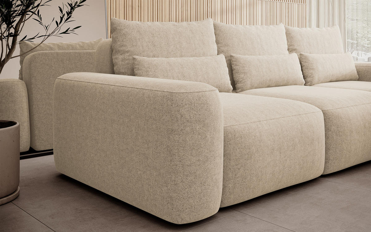 ECKSOFA Carnos Chenille-Bezug in Beige - Beige, Textil (264/162cm) - Selsey