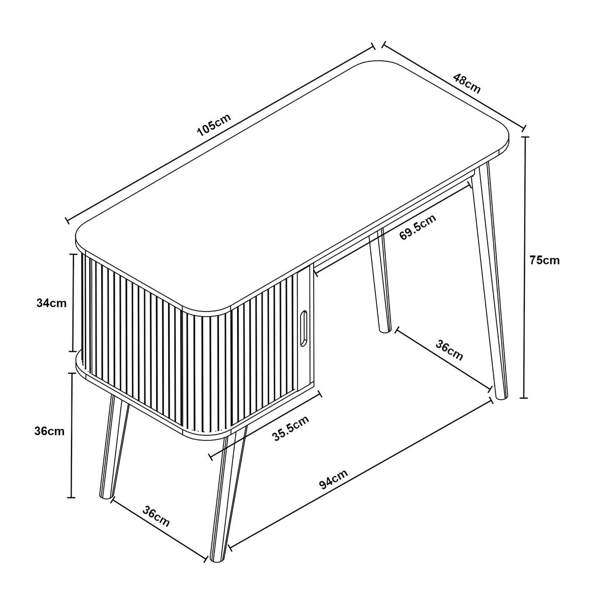 SCHREIBTISCH Tysvær - Creme, Holz/Holzwerkstoff (48/105/75cm) - [en.casa]