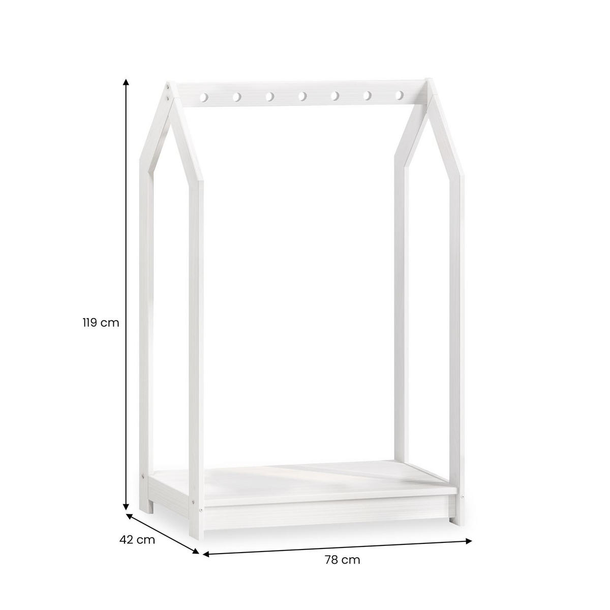 KINDER KLEIDERSTÄNDER SALLY weiß - Weiß, Holz (78/118/42cm) - IDIMEX