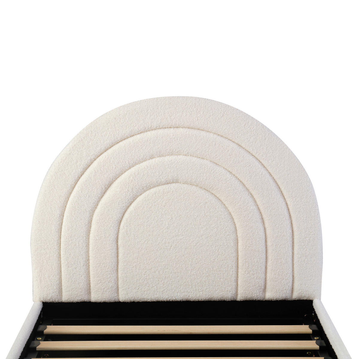 POLSTERBETT 90/200 cm beige aus Bouclé mit Stauraum - Beige, Holzwerkstoff (90/200cm) - OKWISH