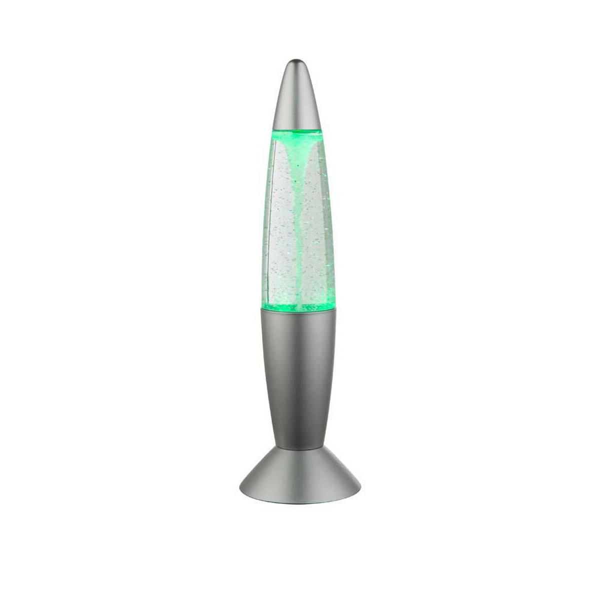 LED DEKOLEUCHTE Lavalampe Silber Kunststoff - Silberfarben, Glas (10/10/35.5cm) - Globo Lighting