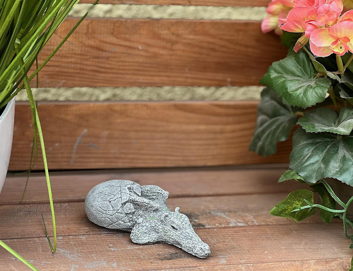 STEINFIGUR Kleiner Drache schlüpft aus Ei frostfest Steinguss - Grau, Stein (5/4/12cm) - stoneandstyle