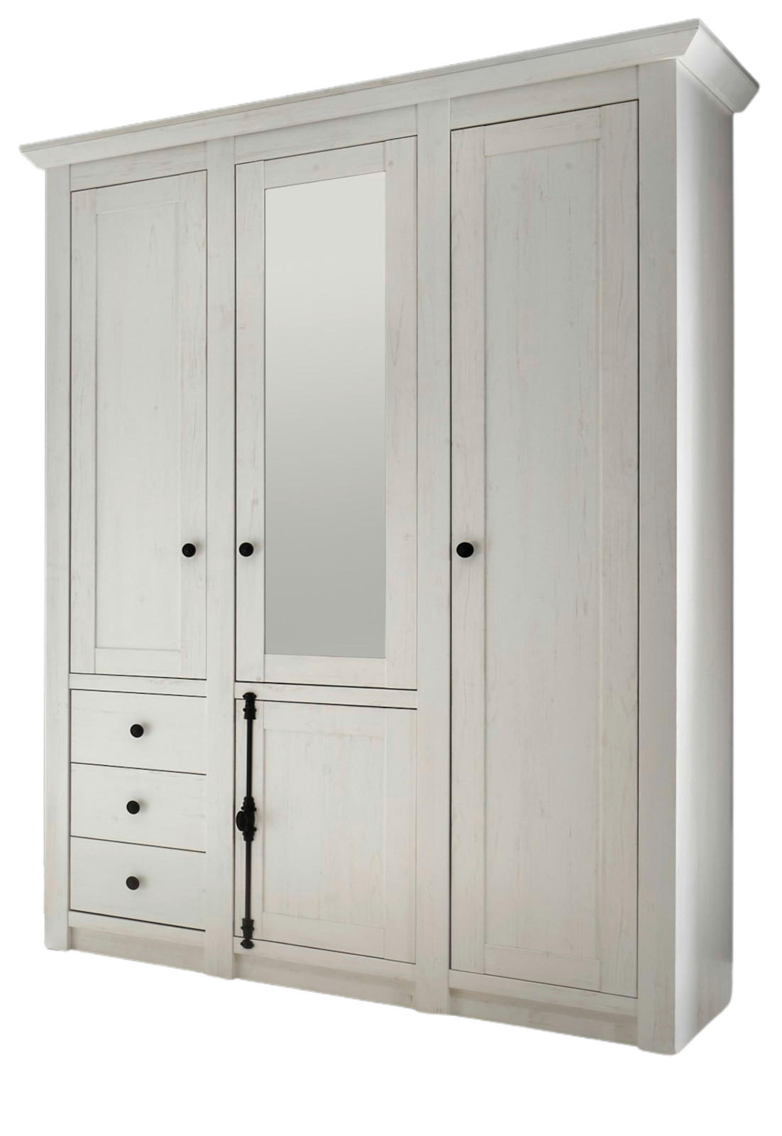 Furn.Design Kleiderschrank Weiß 147x206x64 cm