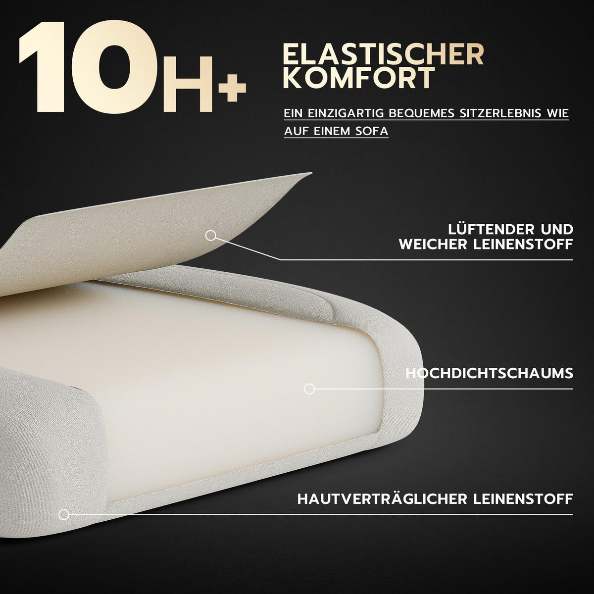 GAMING-STUHL ergonomischer, Bürostuhl mit Fußstütze & Lendenstütze - Weiß, Textil (65/114/65cm)