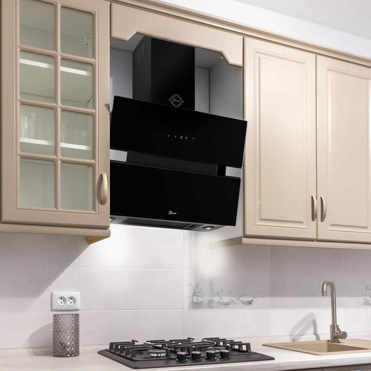 DUNSTABZUGSHAUBE GCH 970 BL 60 Diamond 60 cm Dunstabzugshaube - Schwarz, Metall (60/135/34cm) - Gurari