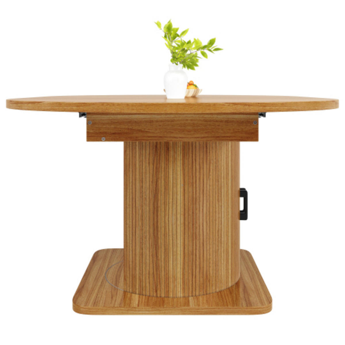 ESSTISCH Ausziehbarer 118-158×118×76 cm aus MDF und Metall mit integriertem Stauraum, dunkelbraun - Dunkelbraun, Holzwerkstoff (158/118/76cm) - Luhomfu