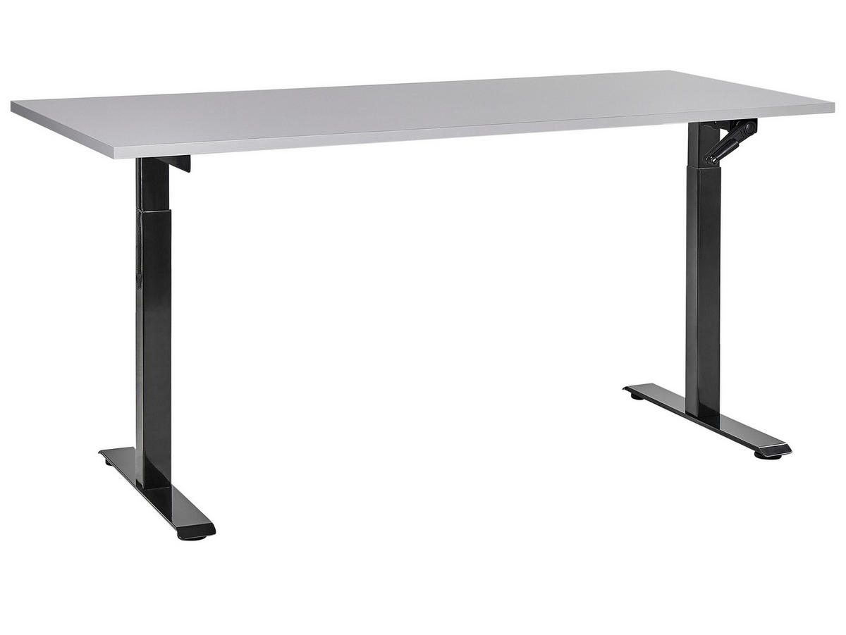 SCHREIBTISCH grauschwarz 160/72 cm manuell höhenverstellbar Destin III - Schwarz/Grau, Holz (72/160/74cm) - Beliani