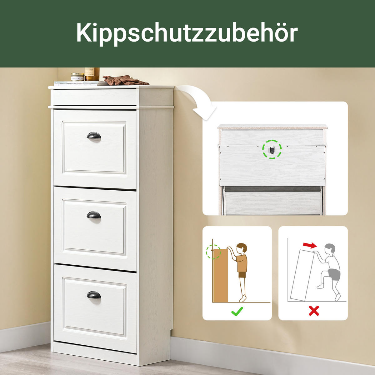 SCHUHSCHRANK Weiß - Weiß, Holzwerkstoff (53/118/24cm) - SoBuy