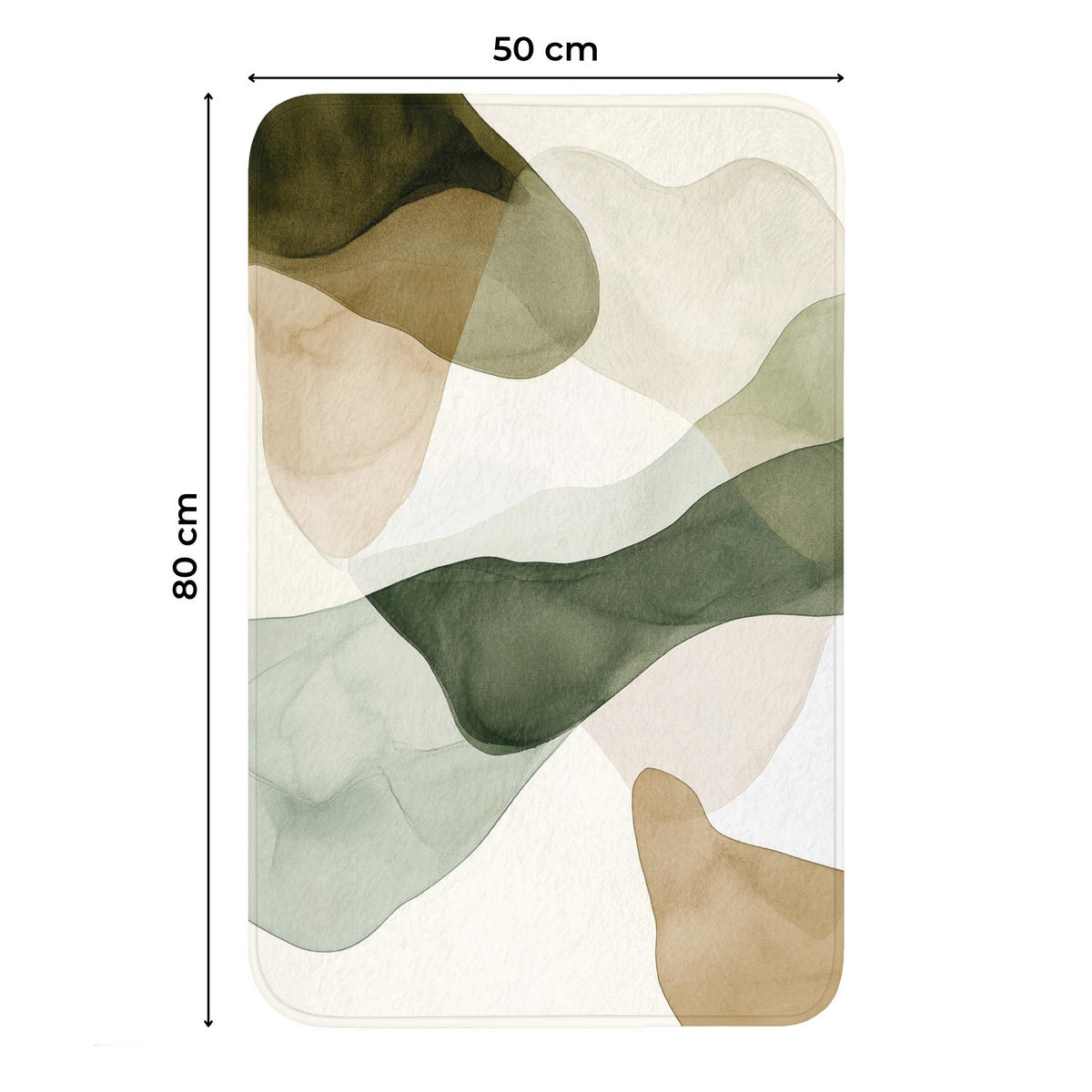 WC-VORLEGER Japandi - Abstrakt - Grün WC Teppich 50x80 cm - Grün, Kunststoff/Textil (50/1cm) - OnlyWow
