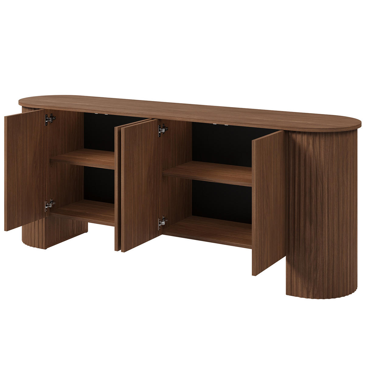 KOMODA Carlo s 1 dvířky a 3 zásuvkami, Push-To-Open, 200 cm, ořech - barva vlašského ořechu, kompozitní dřevo (200/80/45cm) - Beautysofa