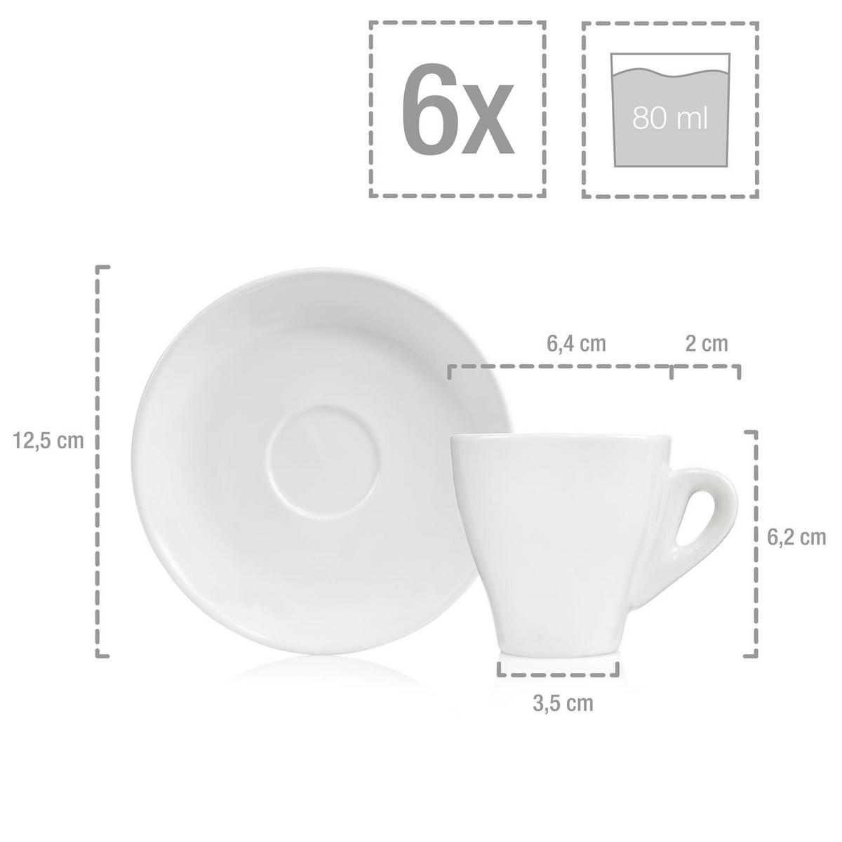 ESPRESSOTASSEN SET NEW PORT - 12 teilig aus Porzellan - Weiß, Keramik (0.08L) - Sänger