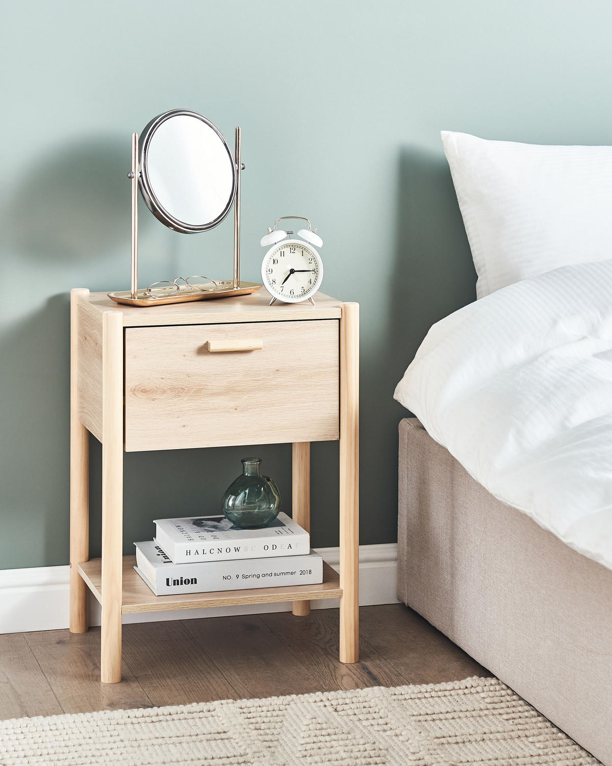 NACHTTISCH Heller Holzfarbton Holderville - Hellbraun, Holzwerkstoff (40/54/30cm) - Beliani