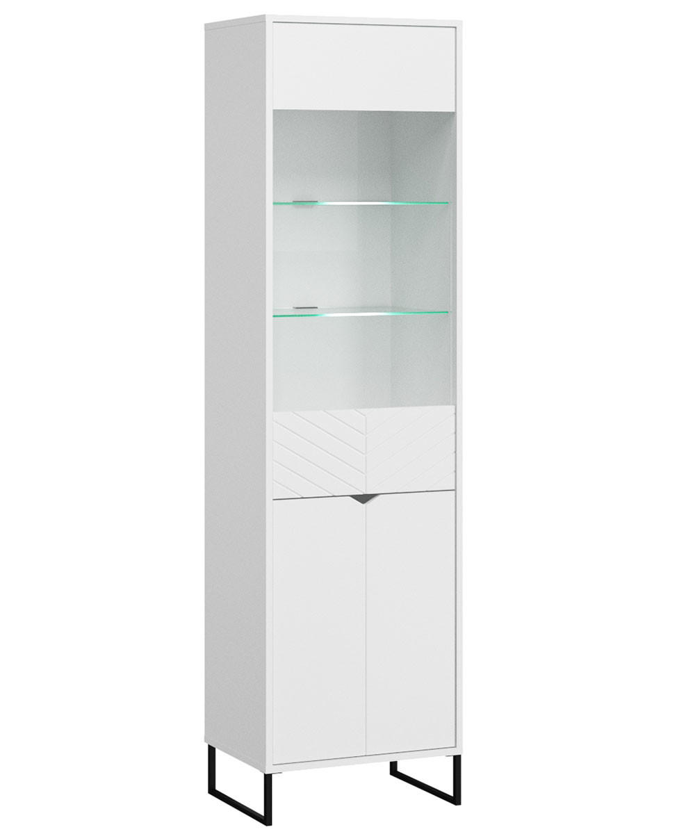 VITRINE Caseres weiß | schwarz 50 / 38 / 184cm - Schwarz/Weiß, Holz/Holzwerkstoff (50/184/38cm) - Feldmann-Wohnen