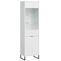 VITRINE Caseres weiß | schwarz 50 / 38 / 184cm - Schwarz/Weiß, Holz/Holzwerkstoff (50/184/38cm) - Feldmann-Wohnen